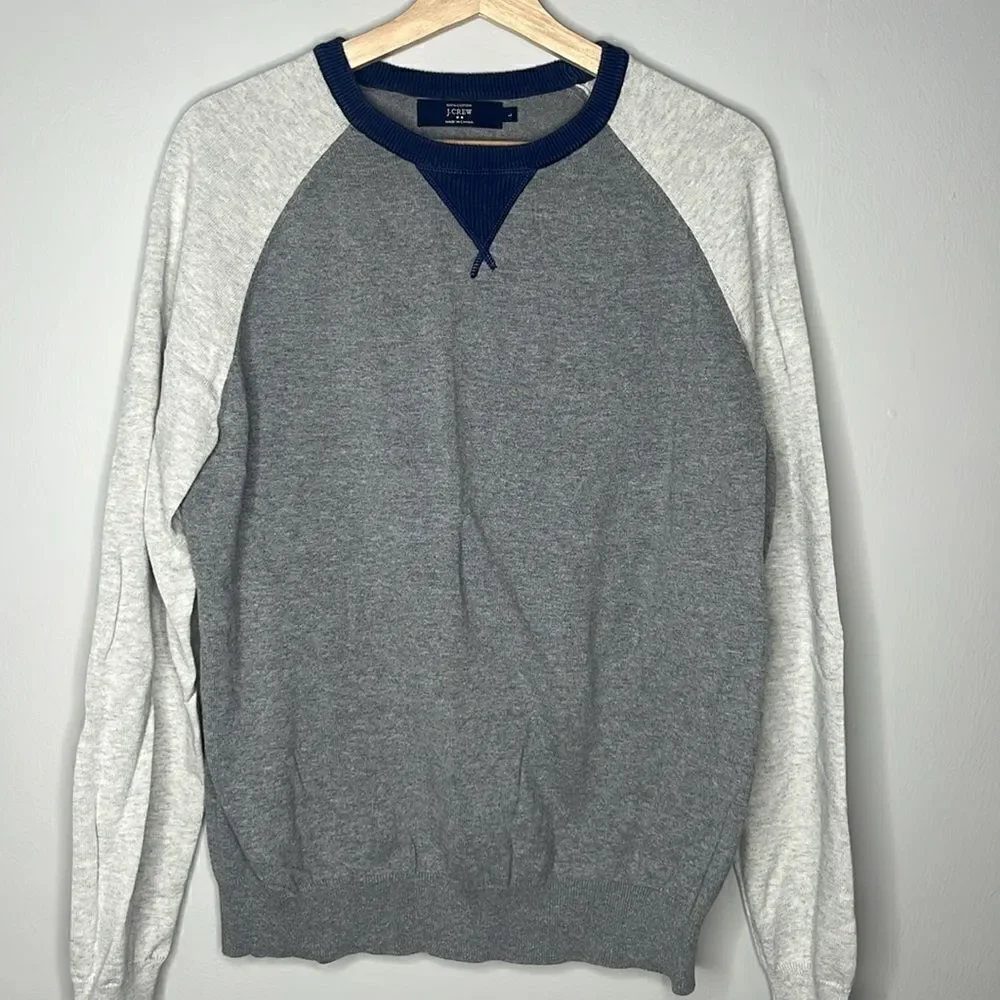 Men’s Large JCrew Grey Navy Colorblock Sweater